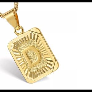 Gold Filled Letter D Pendant 18” Long Necklace